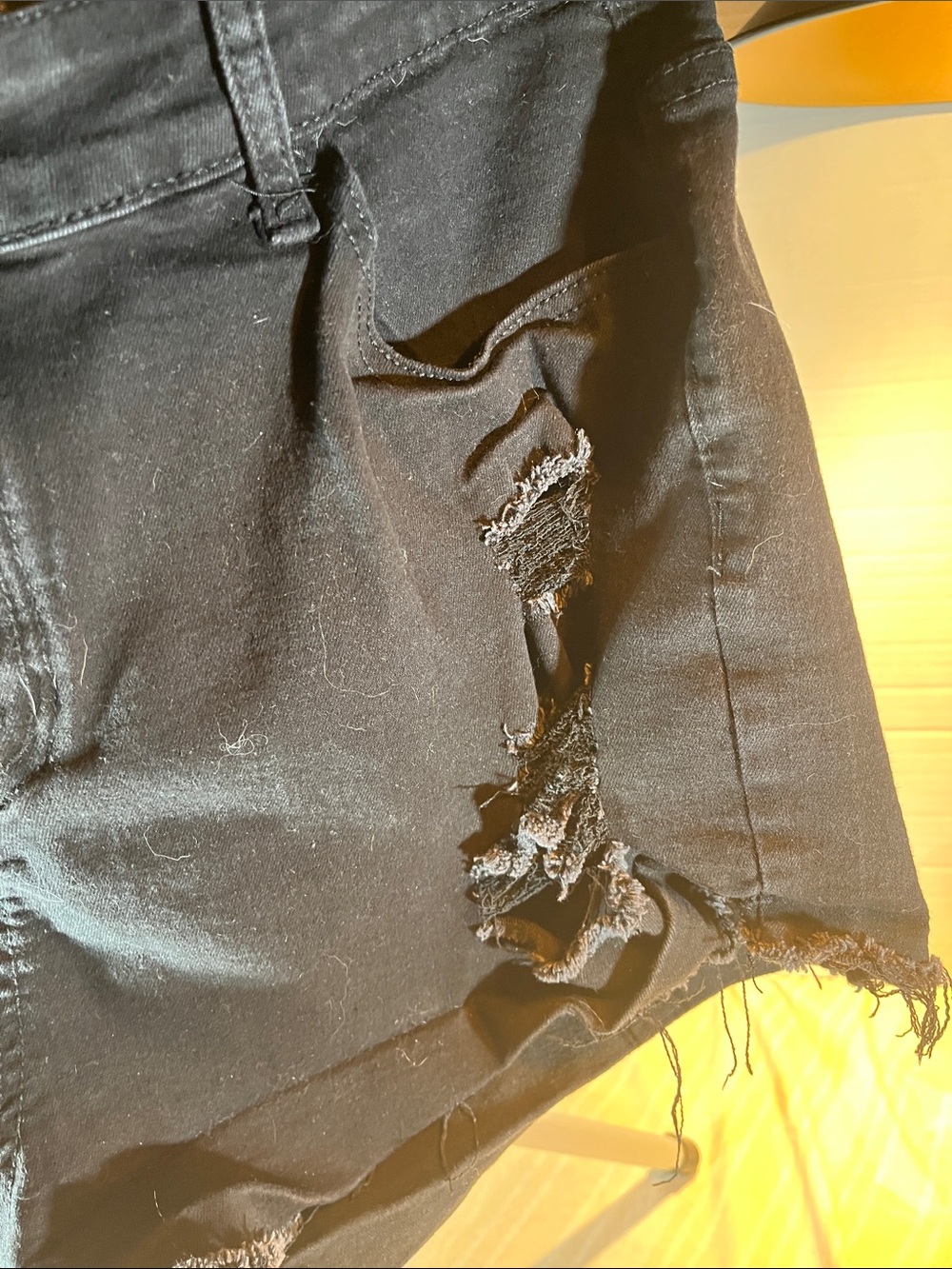 Black Distressed High-Rise Jean Cutoff Shorts - Women's 38 waist - Picture 3 of 6